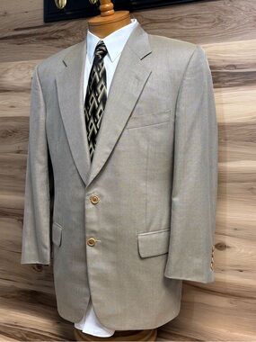 Samuelsohn beige silk and wool blend blazer size 44 semi-long.